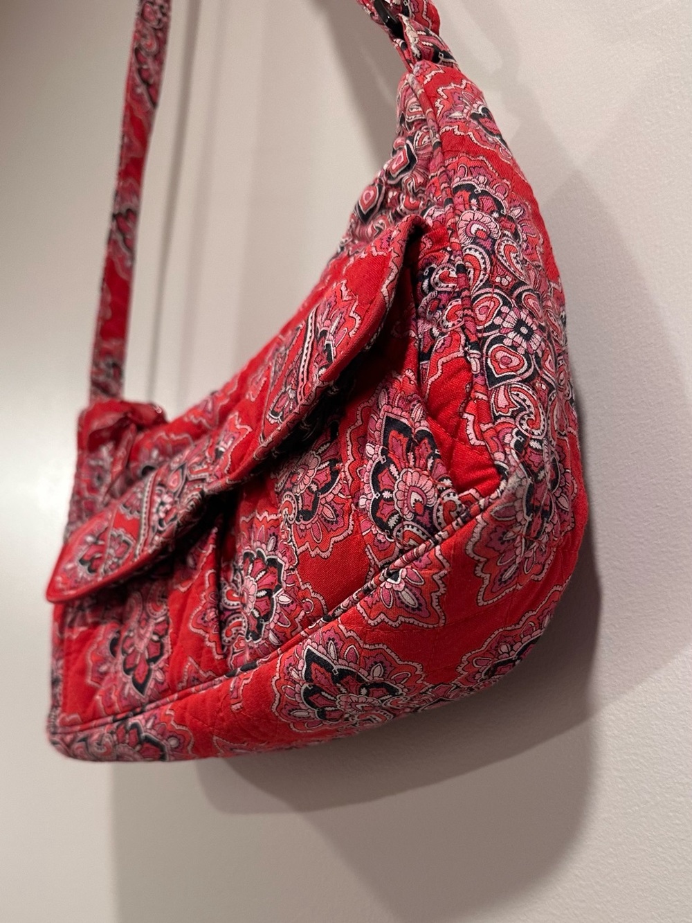 Vera Bradley Libby Crossbody Bag Frankly Scarlet 2008 Red Paisley Quilted Cotton - Picture 8 of 17